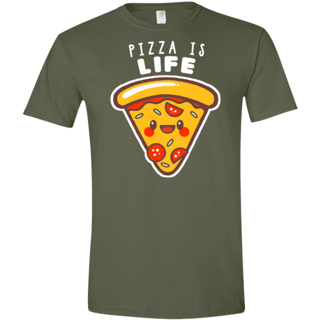 T-Shirts Military Green / S Pizza is Life Men's Semi-Fitted Softstyle