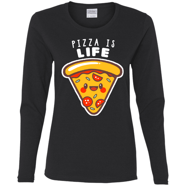 T-Shirts Black / S Pizza is Life Women's Long Sleeve T-Shirt