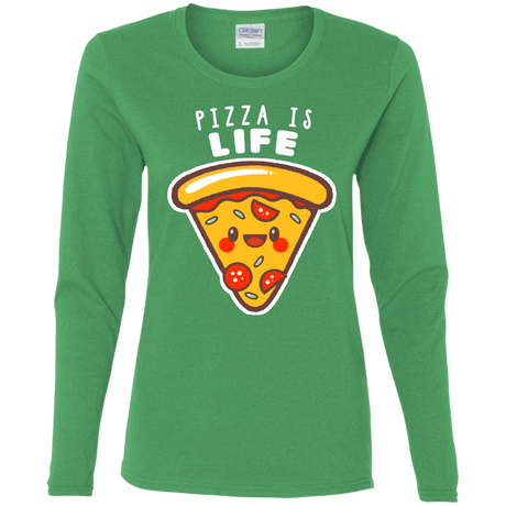 T-Shirts Irish Green / S Pizza is Life Women's Long Sleeve T-Shirt