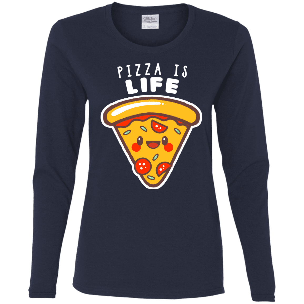 T-Shirts Navy / S Pizza is Life Women's Long Sleeve T-Shirt