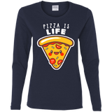 T-Shirts Navy / S Pizza is Life Women's Long Sleeve T-Shirt