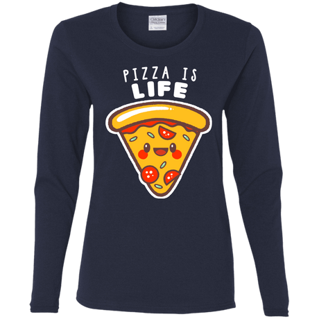 T-Shirts Navy / S Pizza is Life Women's Long Sleeve T-Shirt