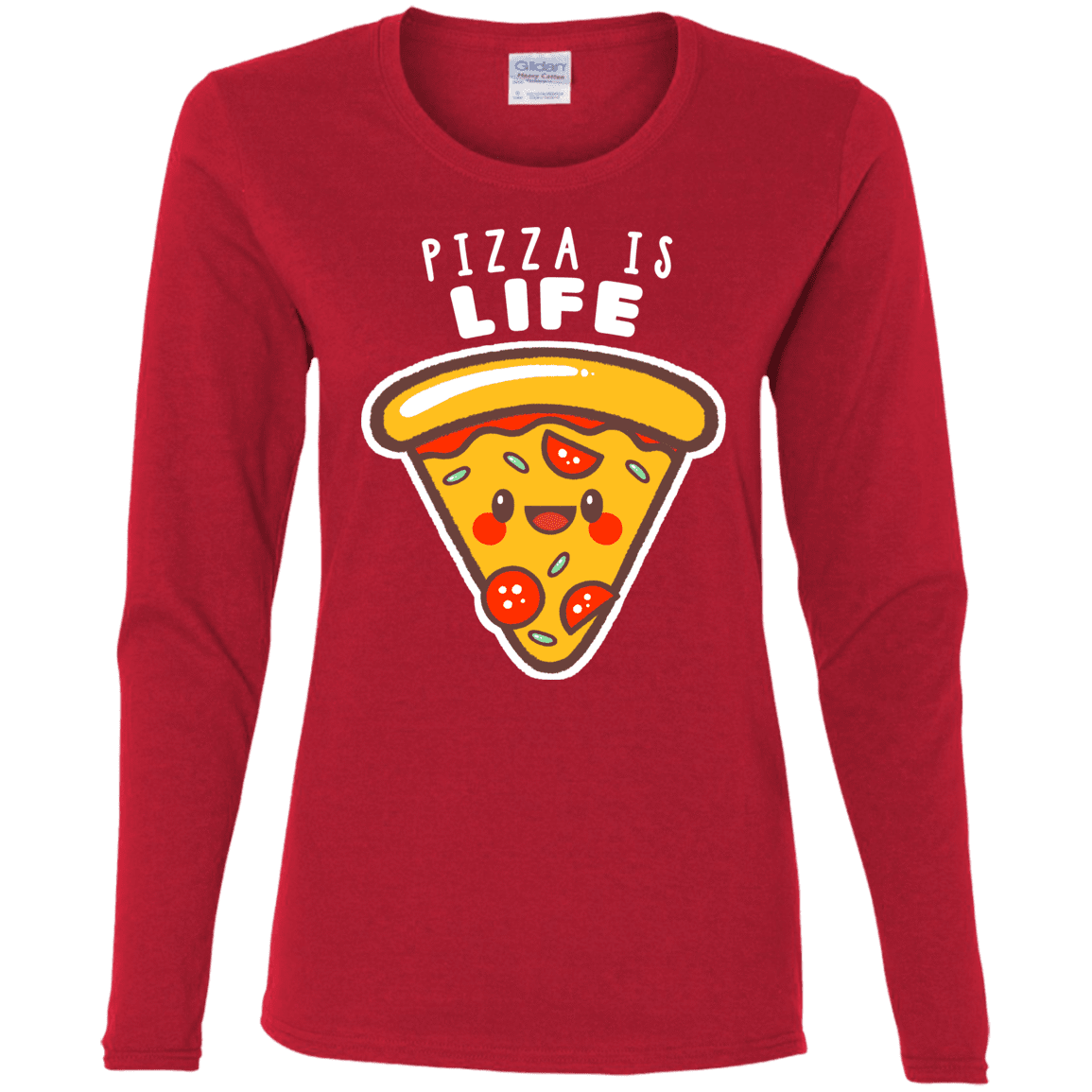 T-Shirts Red / S Pizza is Life Women's Long Sleeve T-Shirt