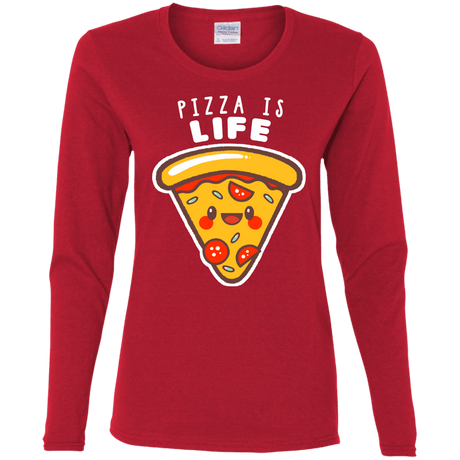 T-Shirts Red / S Pizza is Life Women's Long Sleeve T-Shirt