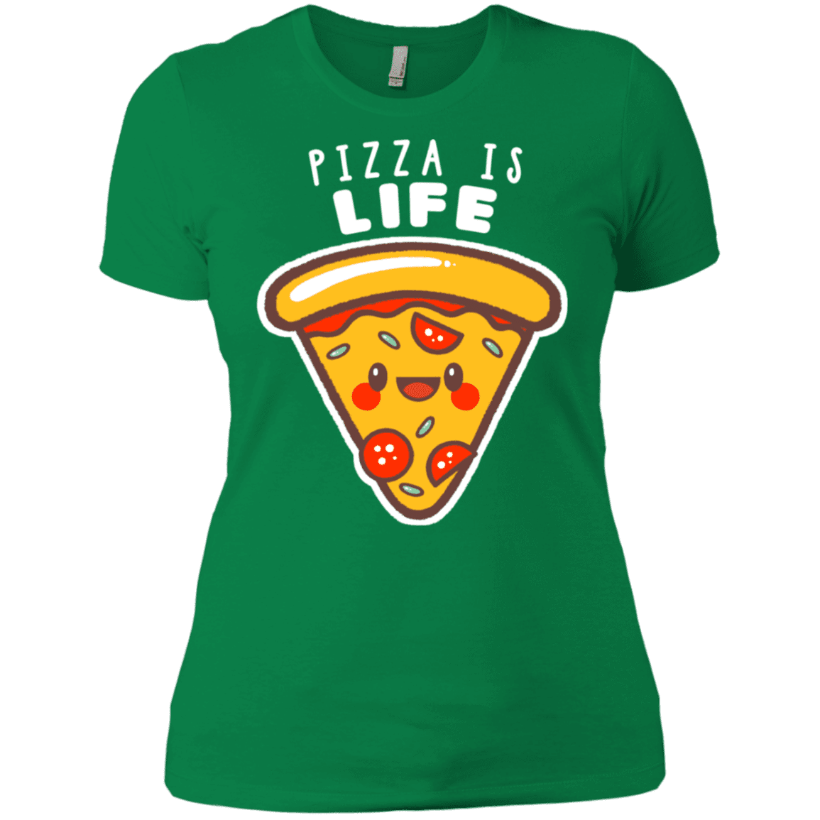 T-Shirts Kelly Green / X-Small Pizza is Life Women's Premium T-Shirt