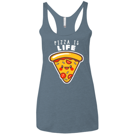 T-Shirts Indigo / X-Small Pizza is Life Women's Triblend Racerback Tank