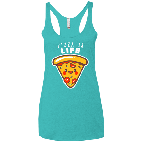 T-Shirts Tahiti Blue / X-Small Pizza is Life Women's Triblend Racerback Tank