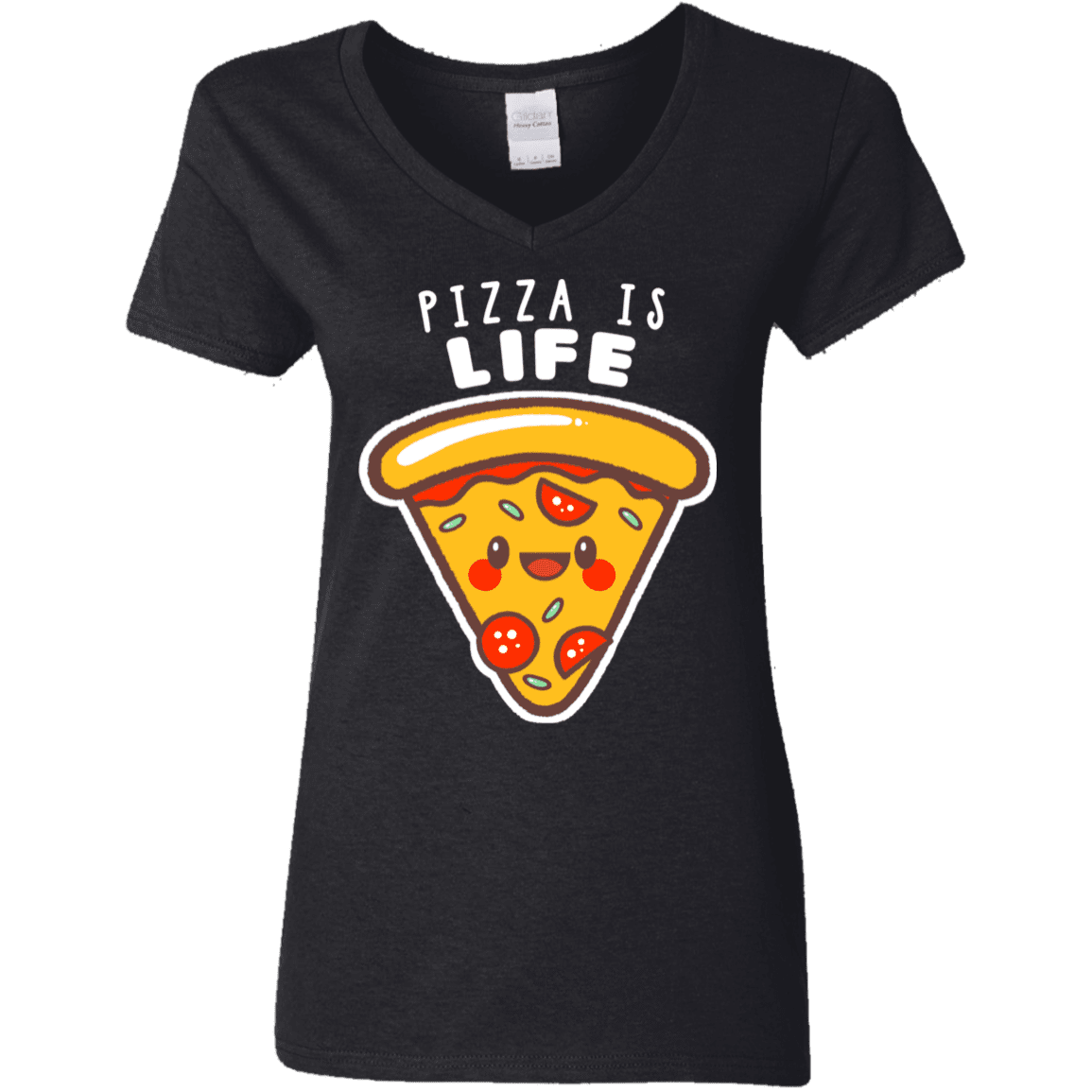 T-Shirts Black / S Pizza is Life Women's V-Neck T-Shirt