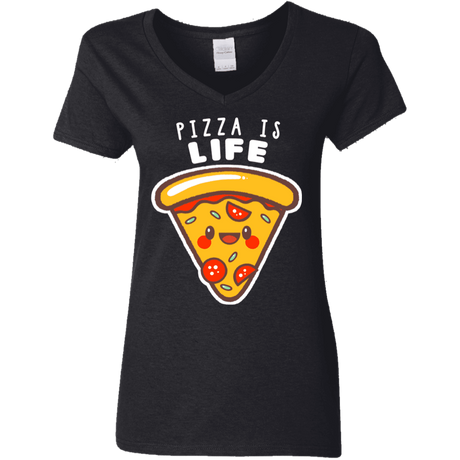 T-Shirts Black / S Pizza is Life Women's V-Neck T-Shirt