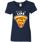 T-Shirts Navy / S Pizza is Life Women's V-Neck T-Shirt