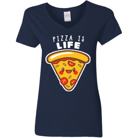 T-Shirts Navy / S Pizza is Life Women's V-Neck T-Shirt