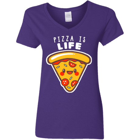 T-Shirts Purple / S Pizza is Life Women's V-Neck T-Shirt