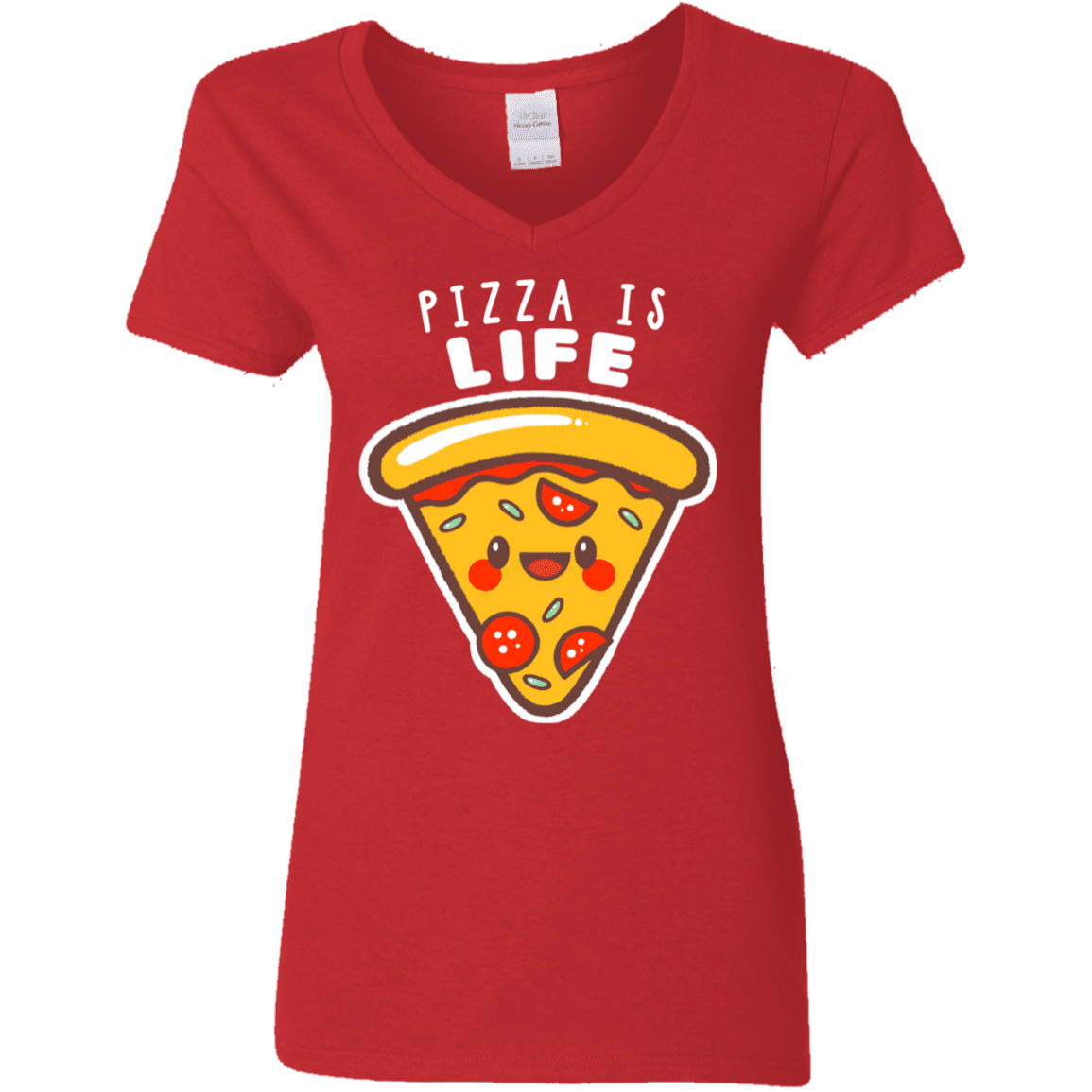 T-Shirts Red / S Pizza is Life Women's V-Neck T-Shirt