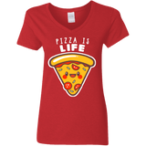 T-Shirts Red / S Pizza is Life Women's V-Neck T-Shirt