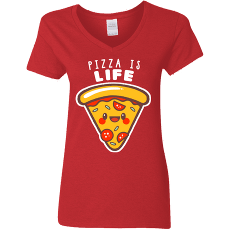 T-Shirts Red / S Pizza is Life Women's V-Neck T-Shirt