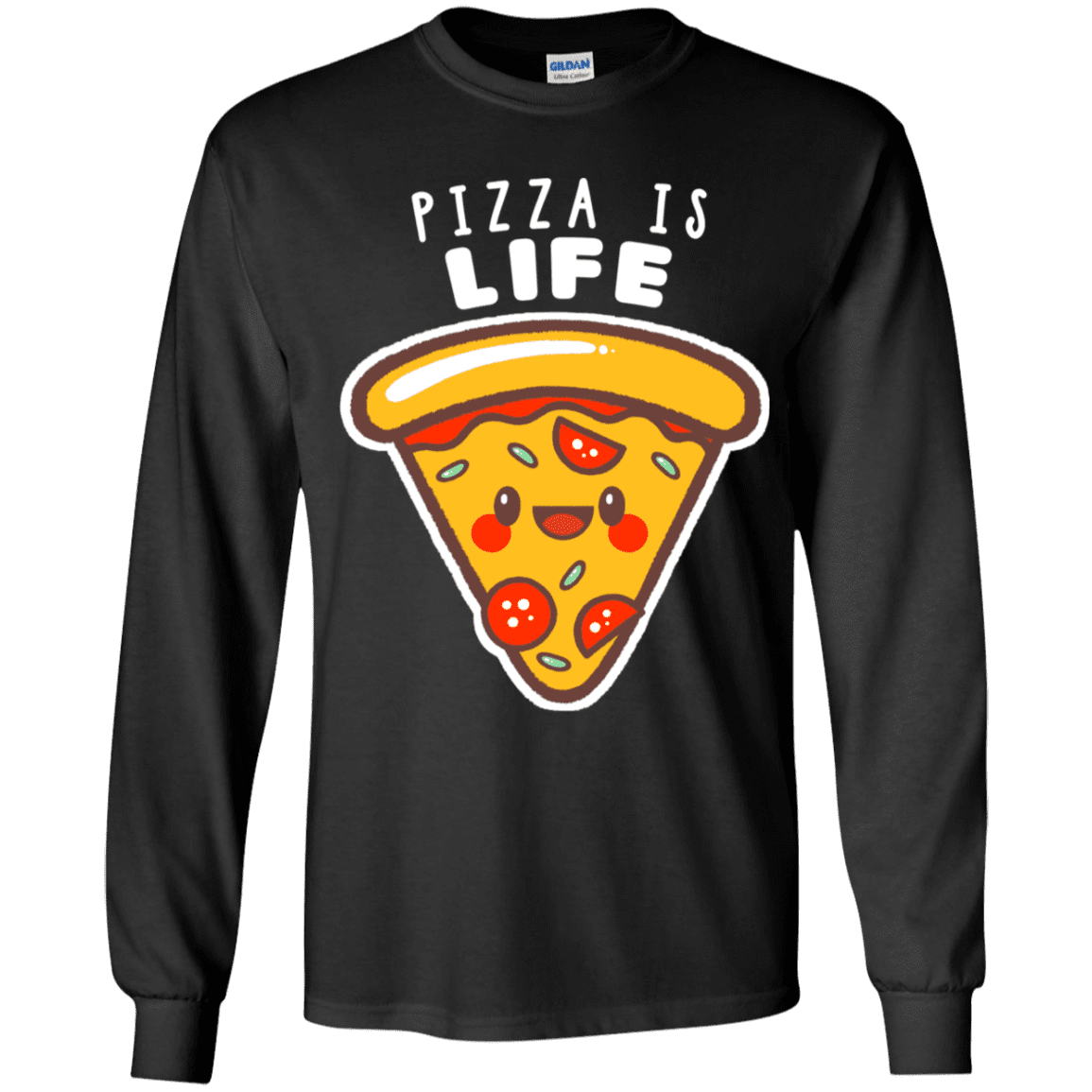 T-Shirts Black / YS Pizza is Life Youth Long Sleeve T-Shirt
