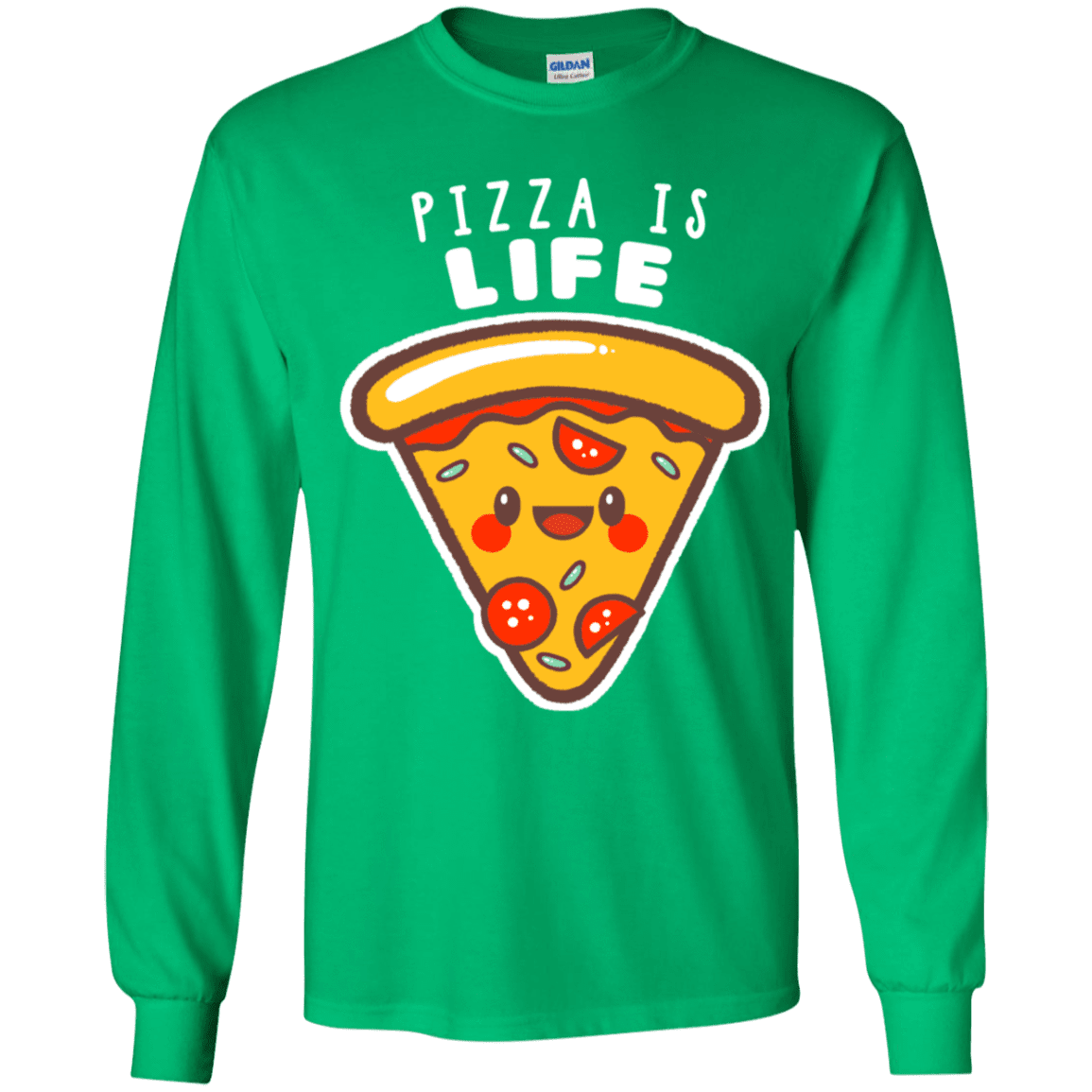T-Shirts Irish Green / YS Pizza is Life Youth Long Sleeve T-Shirt