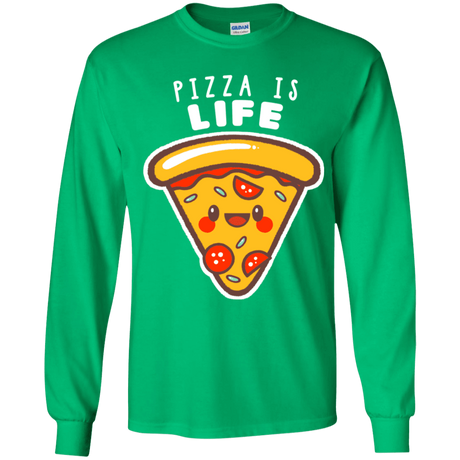 T-Shirts Irish Green / YS Pizza is Life Youth Long Sleeve T-Shirt