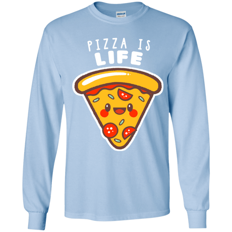 T-Shirts Light Blue / YS Pizza is Life Youth Long Sleeve T-Shirt