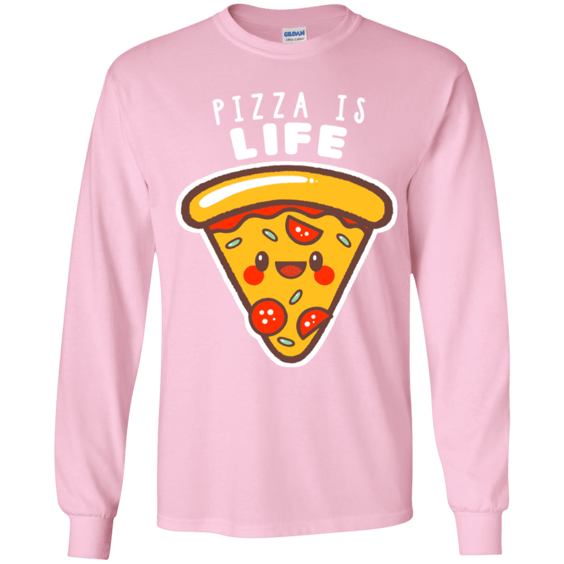 T-Shirts Light Pink / YS Pizza is Life Youth Long Sleeve T-Shirt