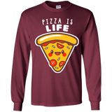 T-Shirts Maroon / YS Pizza is Life Youth Long Sleeve T-Shirt