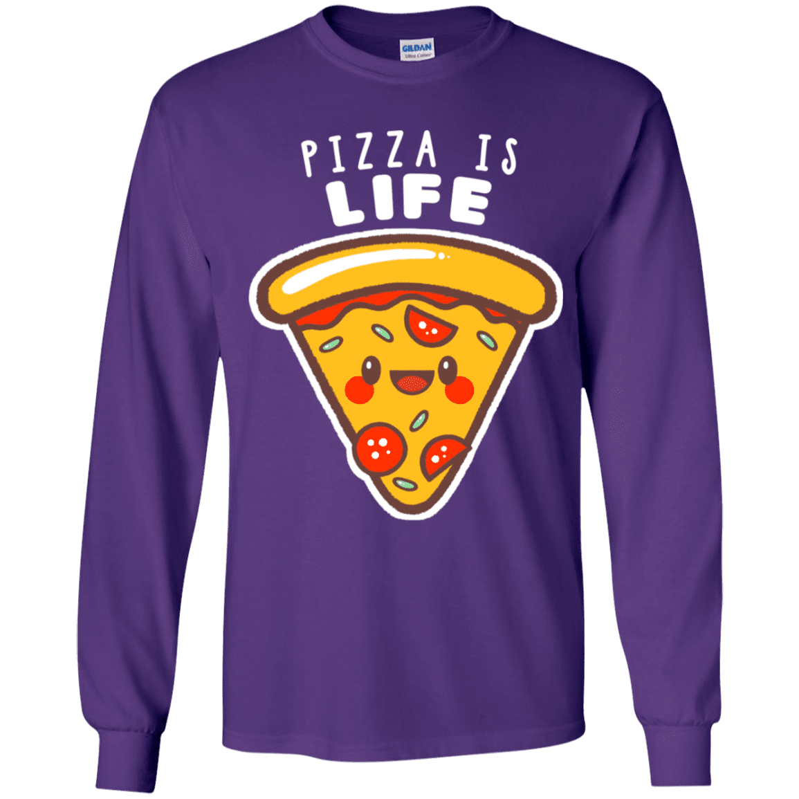 T-Shirts Purple / YS Pizza is Life Youth Long Sleeve T-Shirt
