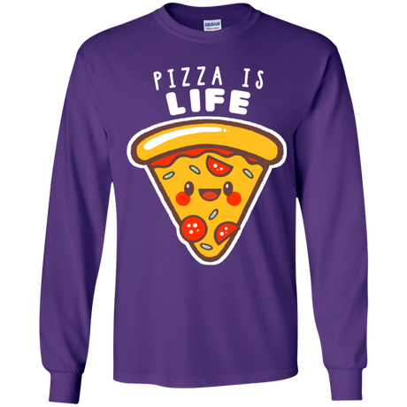 T-Shirts Purple / YS Pizza is Life Youth Long Sleeve T-Shirt