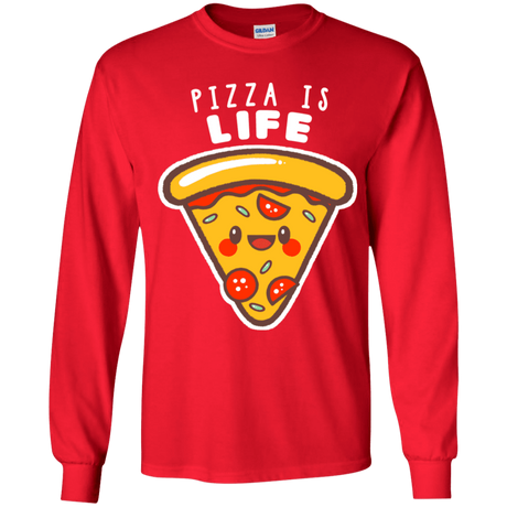 T-Shirts Red / YS Pizza is Life Youth Long Sleeve T-Shirt