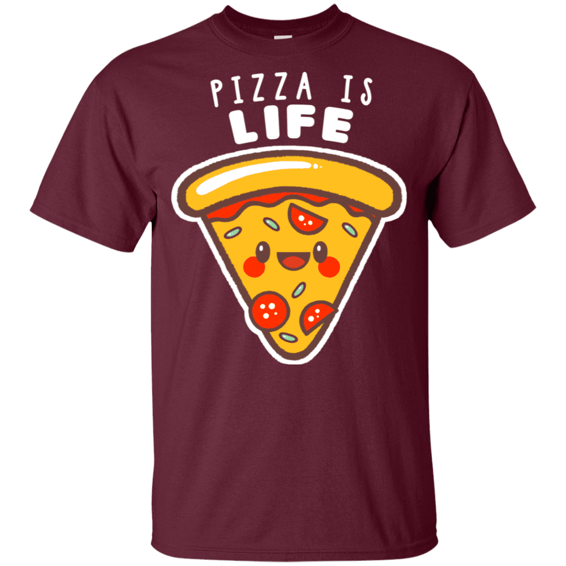 T-Shirts Maroon / YXS Pizza is Life Youth T-Shirt