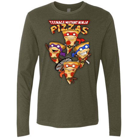 T-Shirts Military Green / Small Pizza Ninjas Men's Premium Long Sleeve