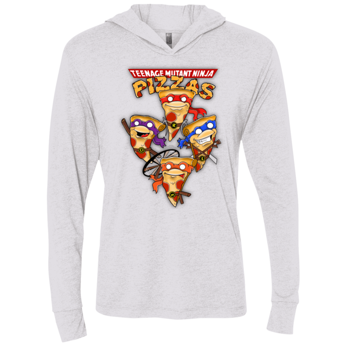 T-Shirts Heather White / X-Small Pizza Ninjas Triblend Long Sleeve Hoodie Tee