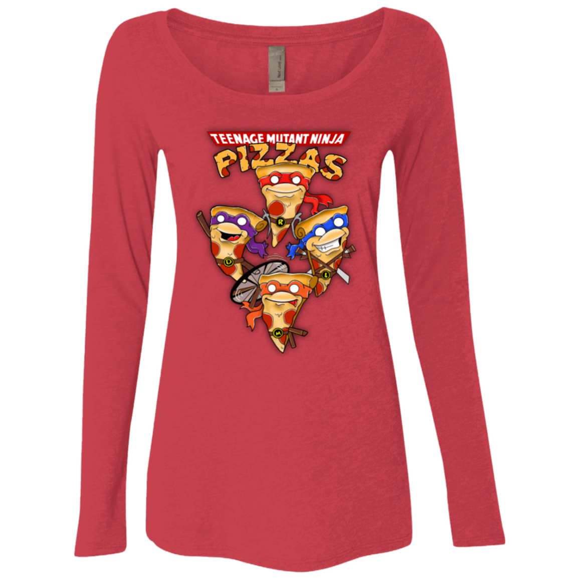 T-Shirts Vintage Red / Small Pizza Ninjas Women's Triblend Long Sleeve Shirt