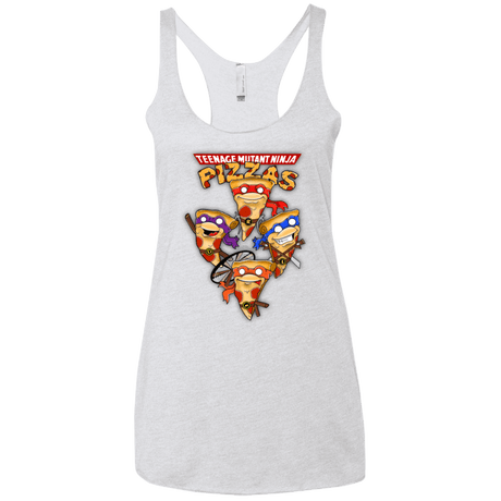 T-Shirts Heather White / X-Small Pizza Ninjas Women's Triblend Racerback Tank