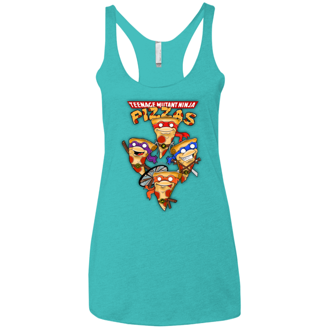 T-Shirts Tahiti Blue / X-Small Pizza Ninjas Women's Triblend Racerback Tank