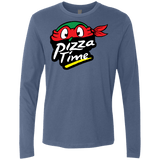 T-Shirts Indigo / S Pizza Time Men's Premium Long Sleeve