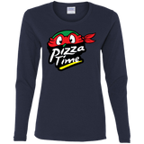 T-Shirts Navy / S Pizza Time Women's Long Sleeve T-Shirt