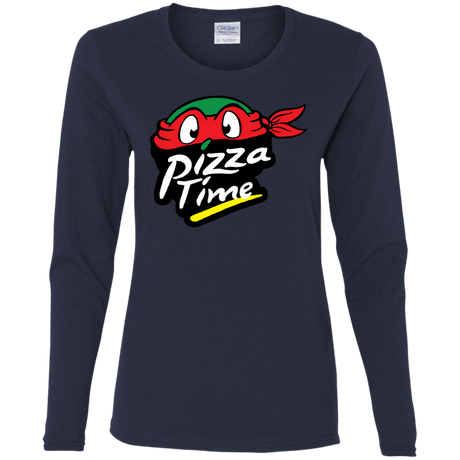 T-Shirts Navy / S Pizza Time Women's Long Sleeve T-Shirt