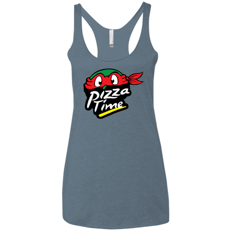 T-Shirts Indigo / X-Small Pizza Time Women's Triblend Racerback Tank