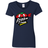 T-Shirts Navy / S Pizza Time Women's V-Neck T-Shirt