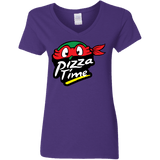 T-Shirts Purple / S Pizza Time Women's V-Neck T-Shirt