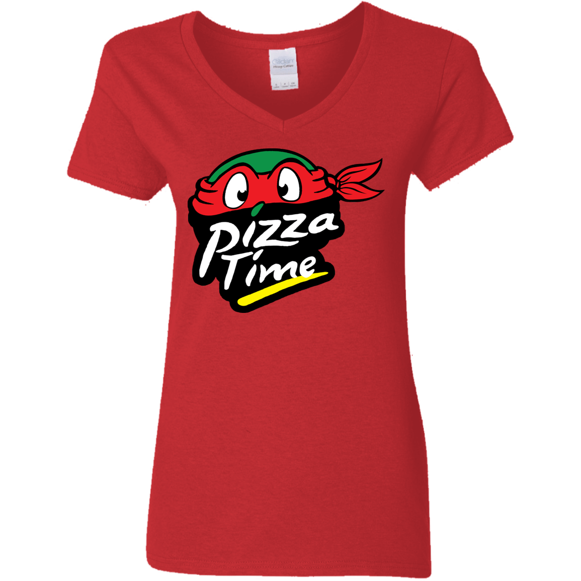 T-Shirts Red / S Pizza Time Women's V-Neck T-Shirt