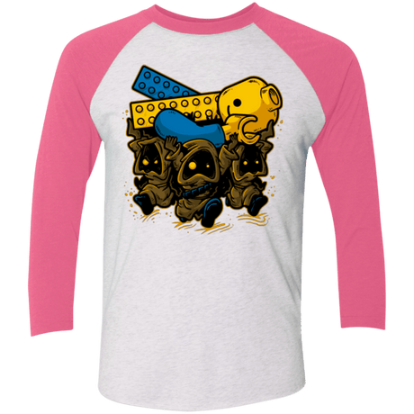 T-Shirts Heather White/Vintage Pink / X-Small PLASTIC DEBRIS Triblend 3/4 Sleeve