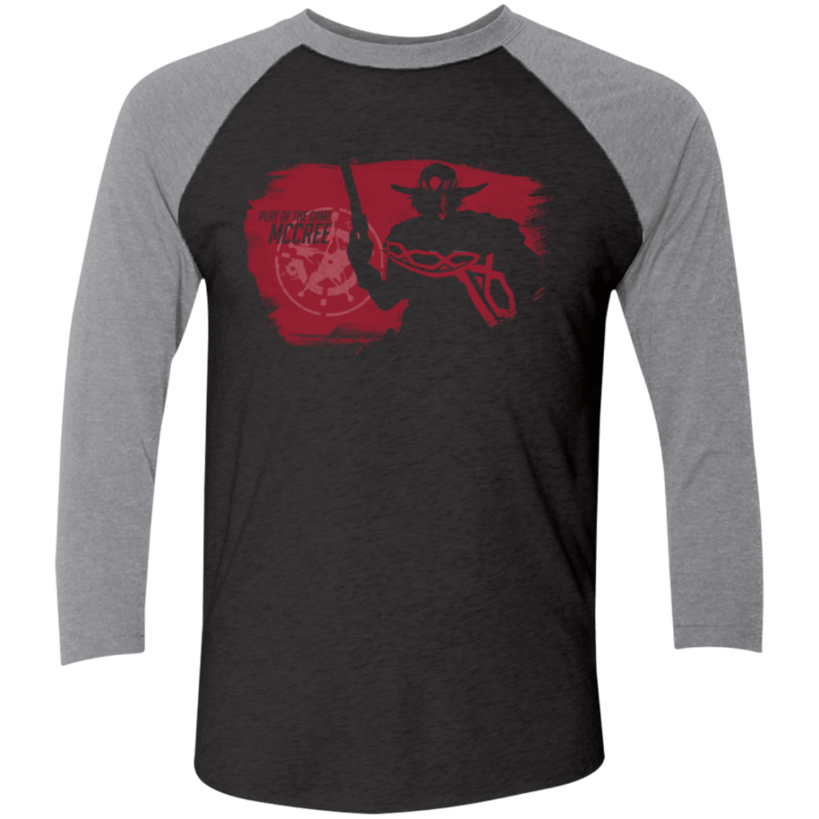T-Shirts Vintage Black/Premium Heather / X-Small Play of the Game McCree Men's Triblend 3/4 Sleeve