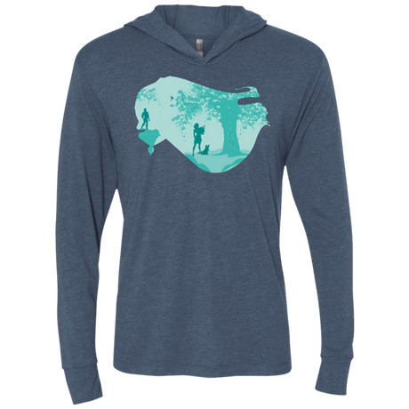 T-Shirts Indigo / X-Small Poca Portrait Pop Triblend Long Sleeve Hoodie Tee