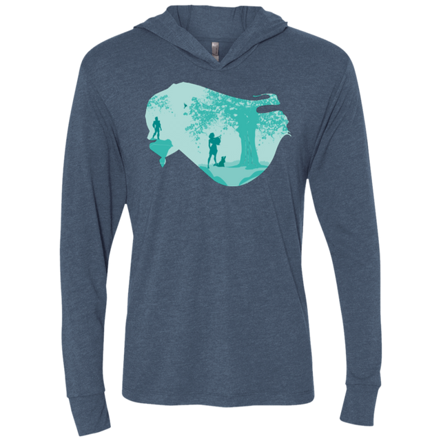 T-Shirts Indigo / X-Small Poca Portrait Pop Triblend Long Sleeve Hoodie Tee