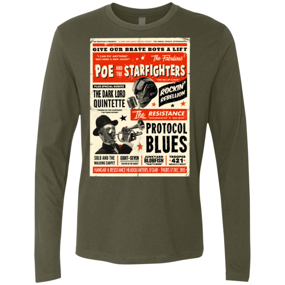 T-Shirts Military Green / Small Poe and The Starfighters Men's Premium Long Sleeve