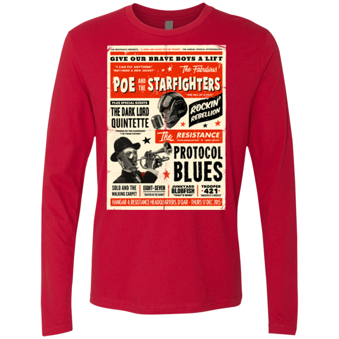 T-Shirts Red / Small Poe and The Starfighters Men's Premium Long Sleeve