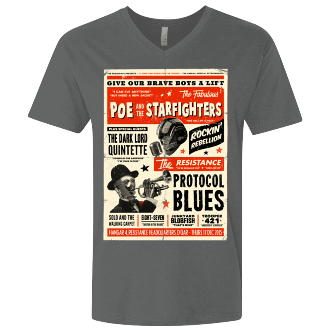 T-Shirts Heavy Metal / X-Small Poe and The Starfighters Men's Premium V-Neck