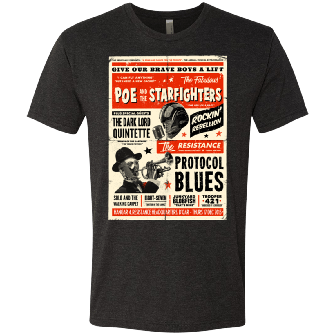 T-Shirts Vintage Black / Small Poe and The Starfighters Men's Triblend T-Shirt