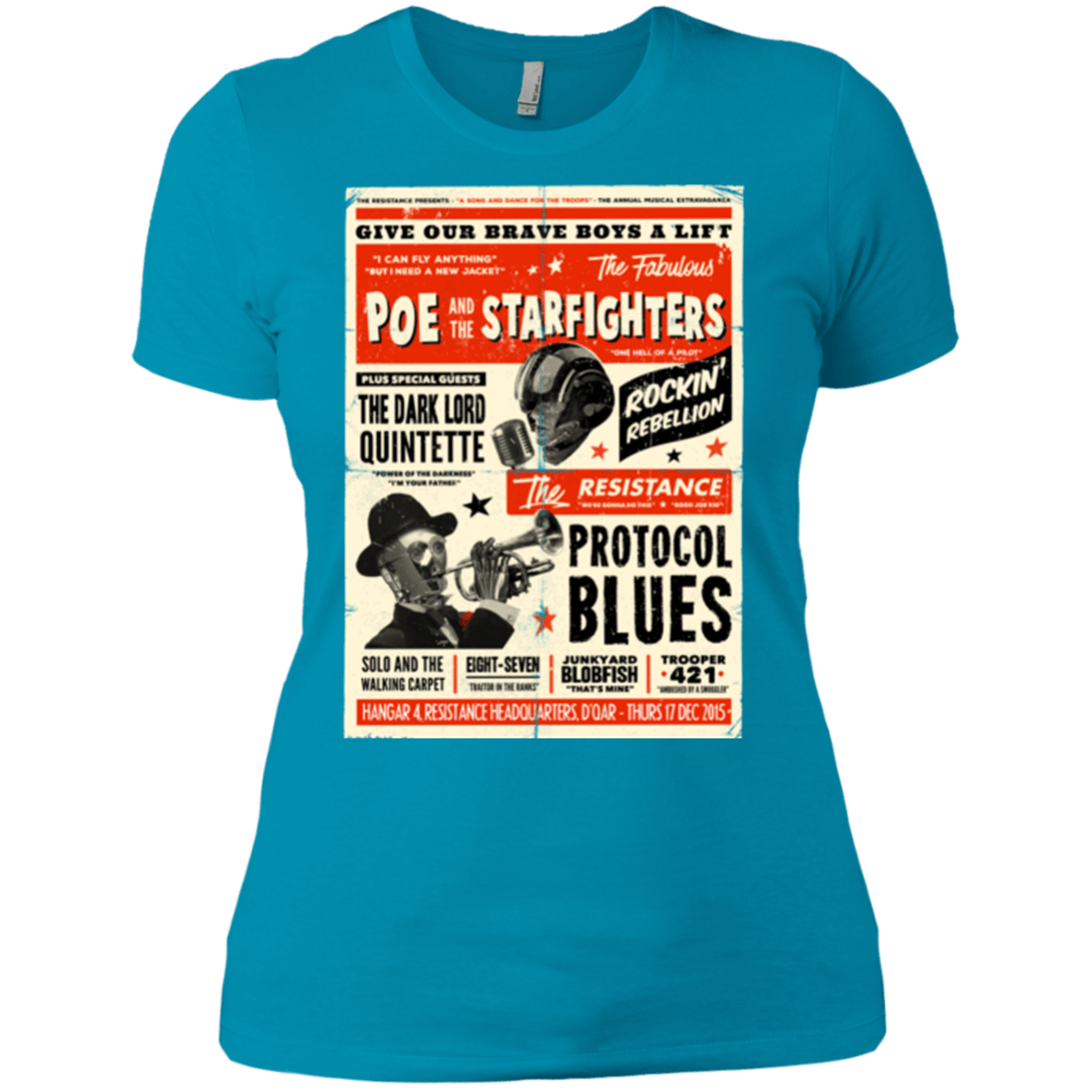 T-Shirts Turquoise / X-Small Poe and The Starfighters Women's Premium T-Shirt